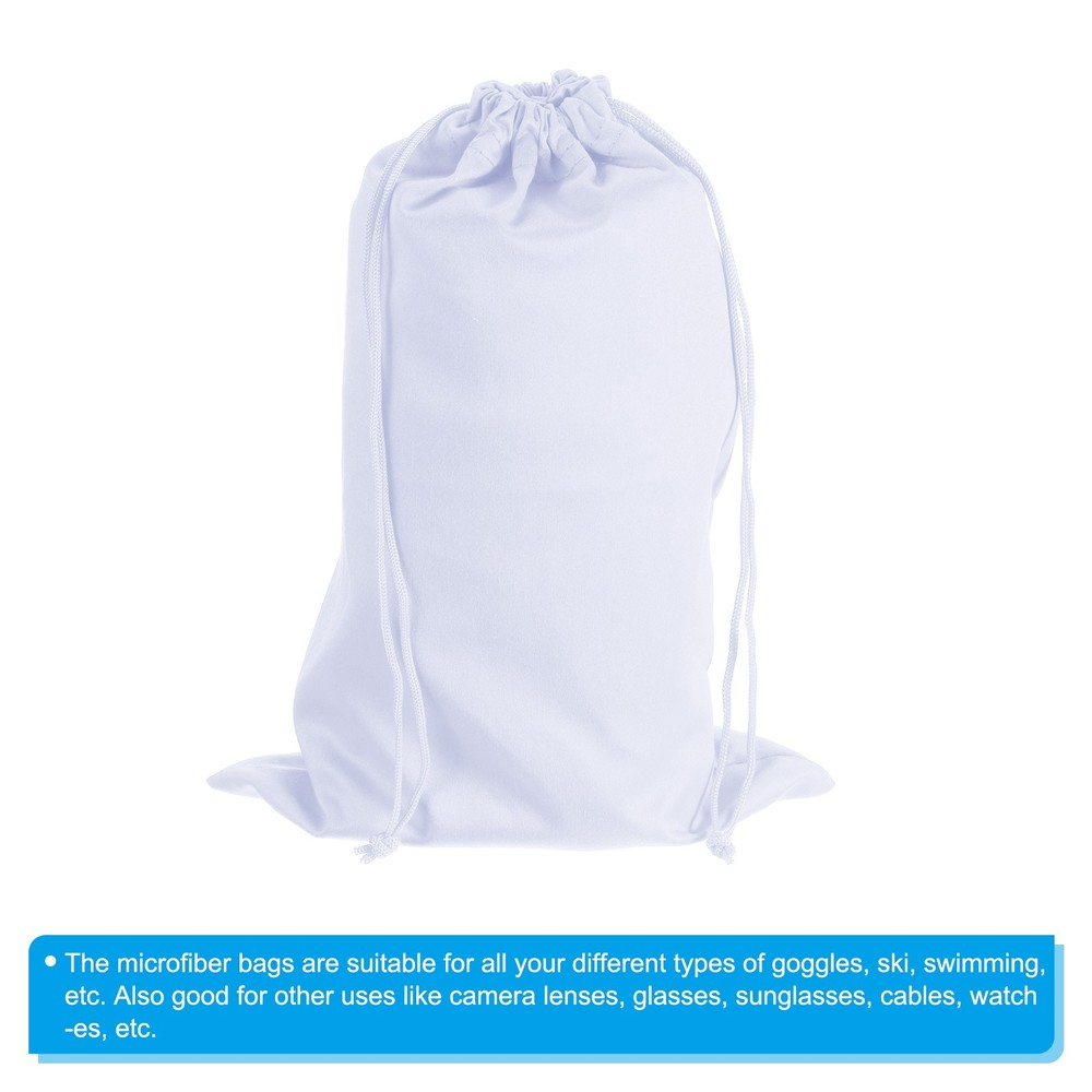 Ski Goggle Bag, 2 Pack Microfiber Snow Goggles Case Drawstring Pouch White
