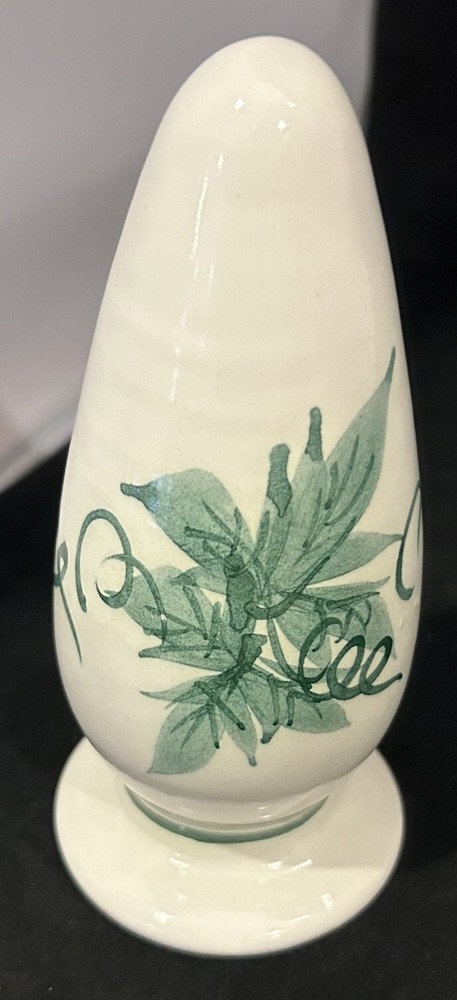 Handpainted Ceramic Wall Pocket White with Green Ivy Vine