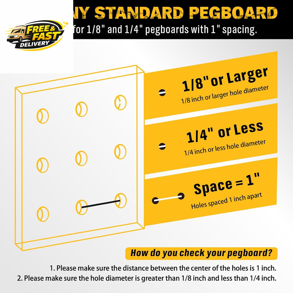 297 Piece Pegboard Hooks Kit, Peg Board Organizer Accessories with Bins for