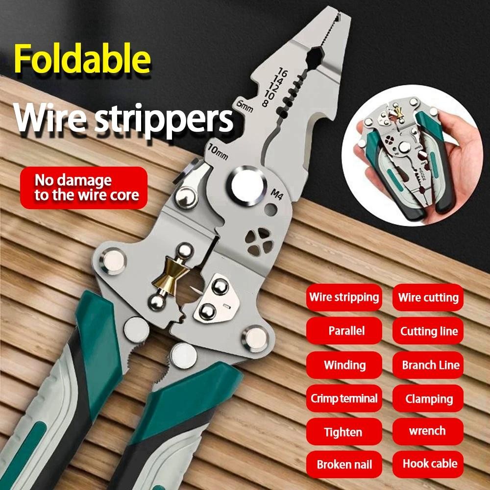 Foldable Wire Stripper, Pulley Design Multi-function Electrician Wire Splitter W