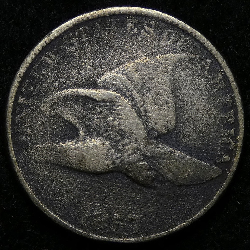 1857 Flying Eagle Cent with some nice feather details showing