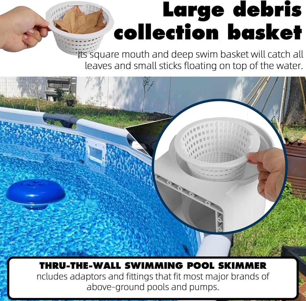 Universal Above Ground Pool Skimmer with Complete Accessories & Easy Setup