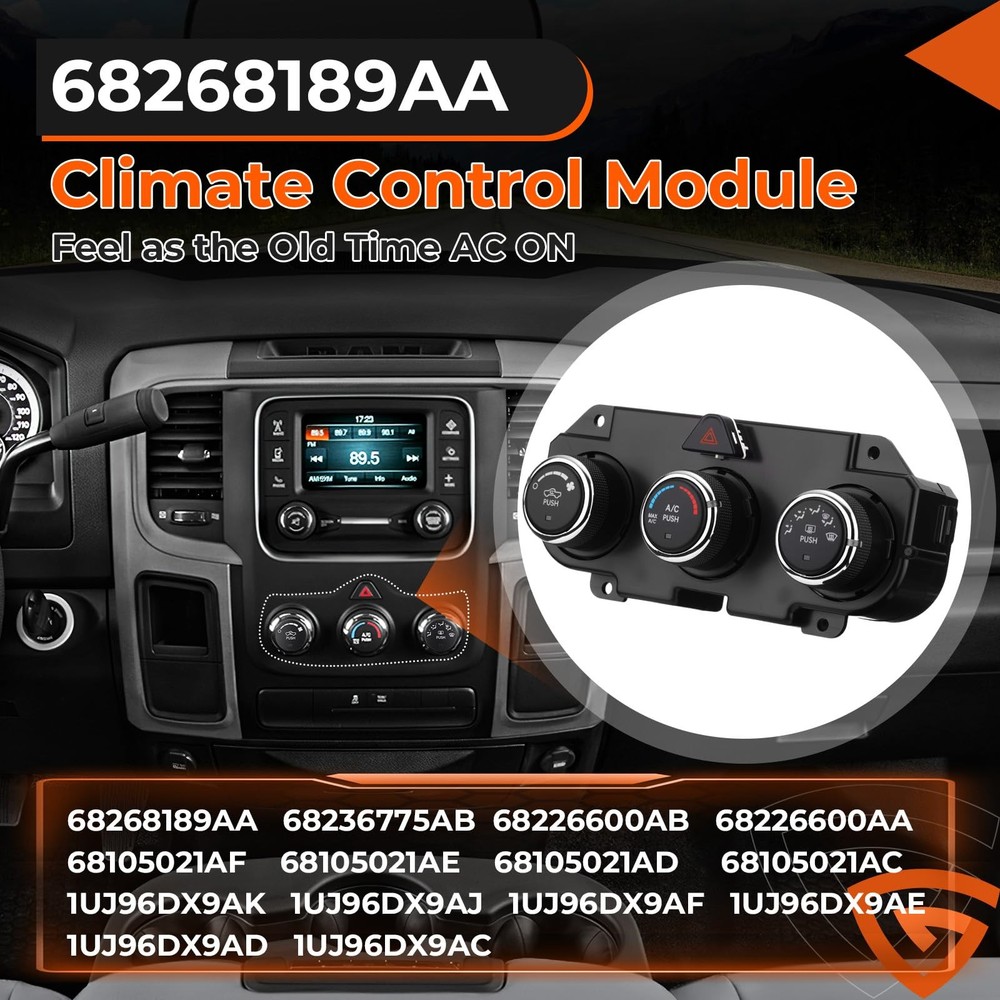 Front Climate Control Module 599-217 Heater A/C Switch fit 68268189AA