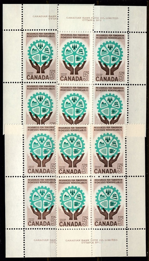 Canada: #395 5c RESOURCES FOR TOMORROW M/S Plate Blocks Pl.1 Mint NH
