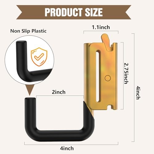 E Track Hooks 6 Pack, Heavy Duty E Track Accessories, E 6PCS E Track J Hooks
