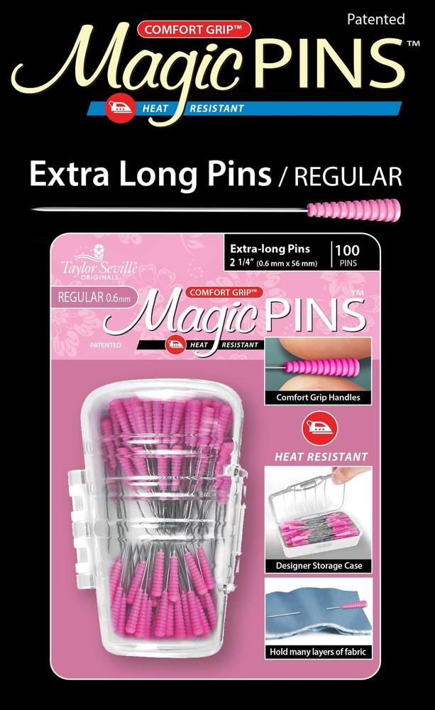 Taylor Seville Magic Pins - Extra Long Regular-Pink 100/Pkg