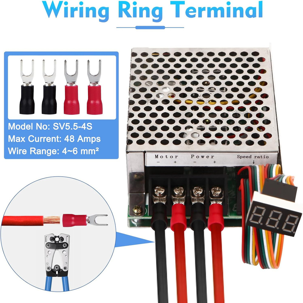 PWM DC Motor Speed Controller, DC 10-55V / Rated 40A / Max 60A, LED Display Step