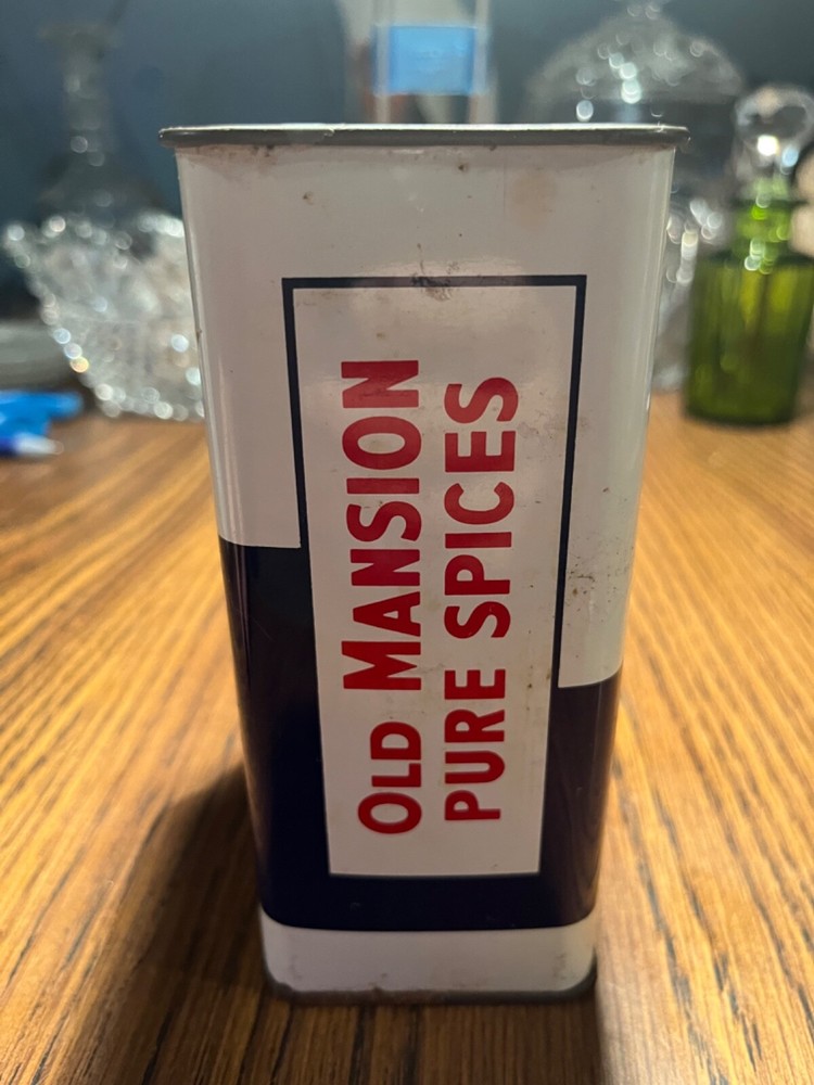Vintage old Mansion Black Pepper Tin- Half Full