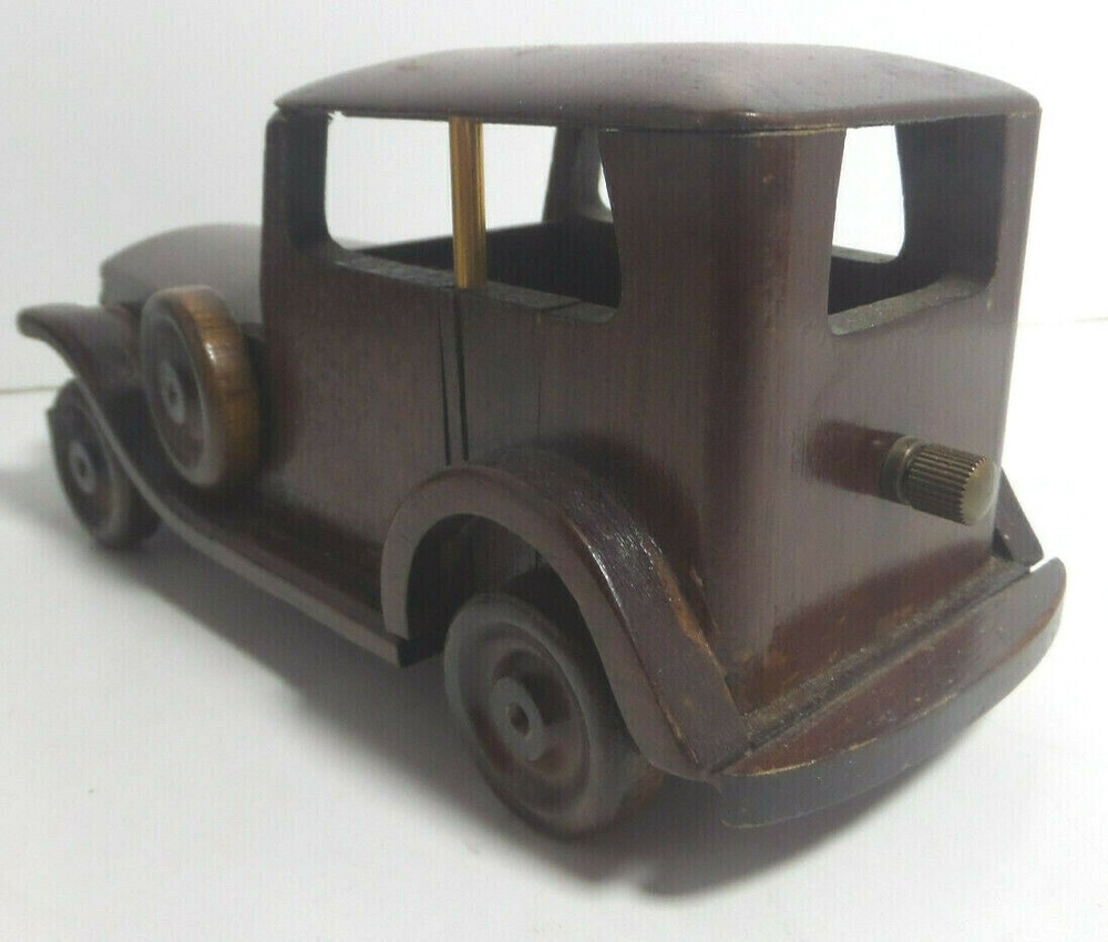 wood car music wind up player