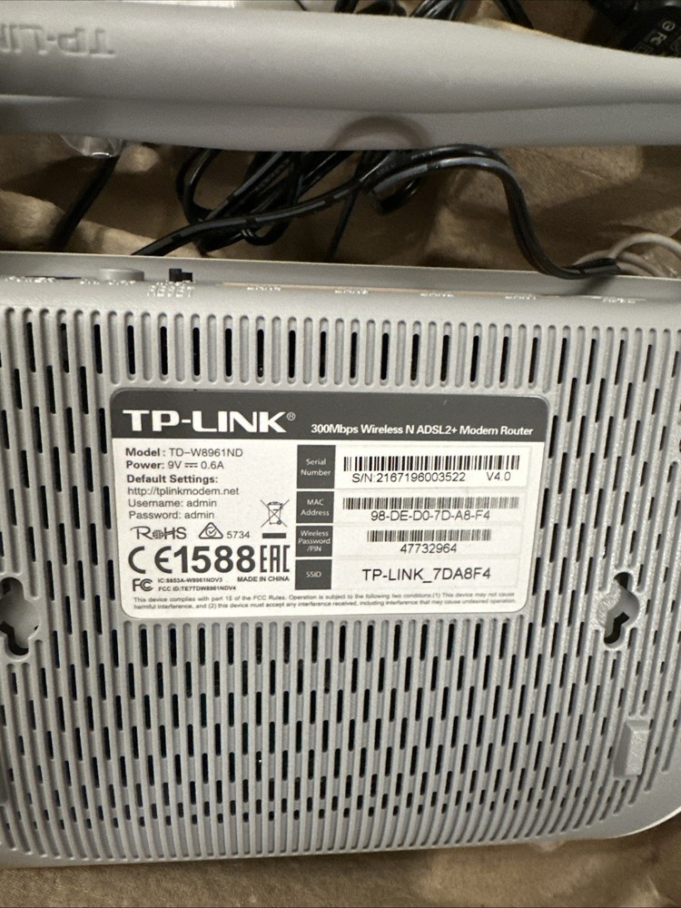 TP Link W8961ND Wireless Modem 300Mpbs