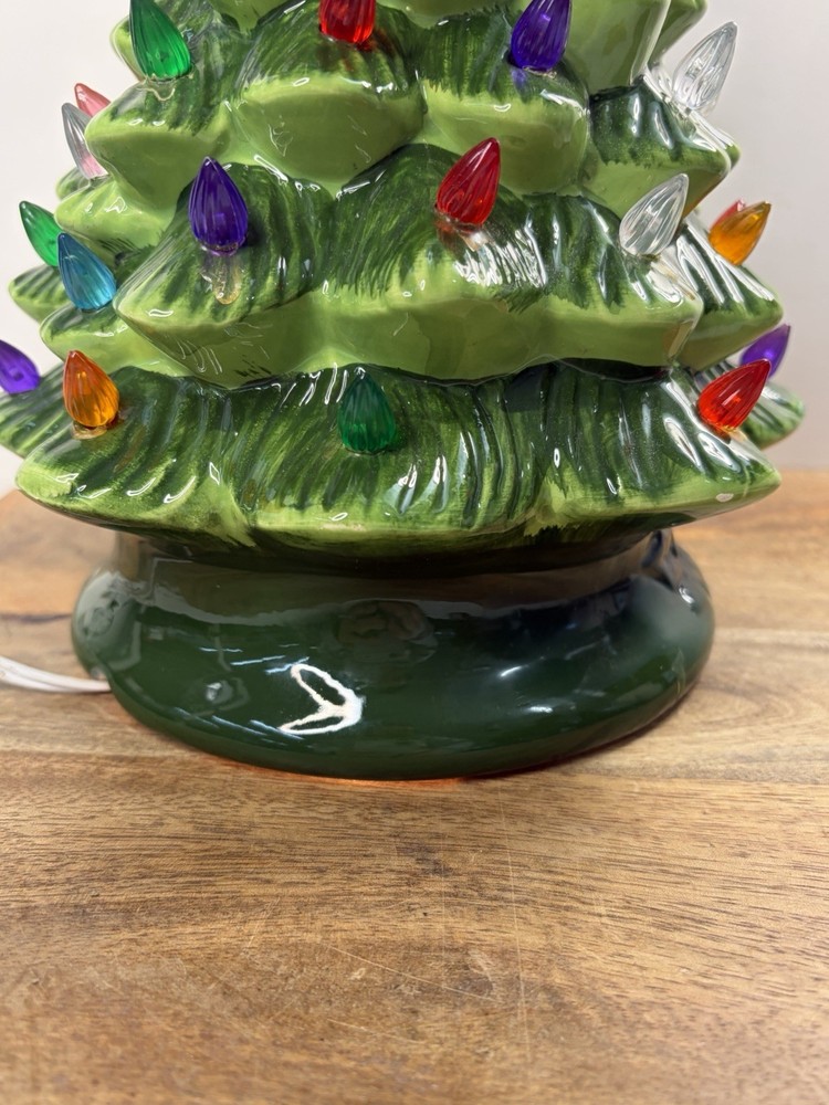 11.5” Ceramic Tabletop Christmas Tree With Star 15” Mint