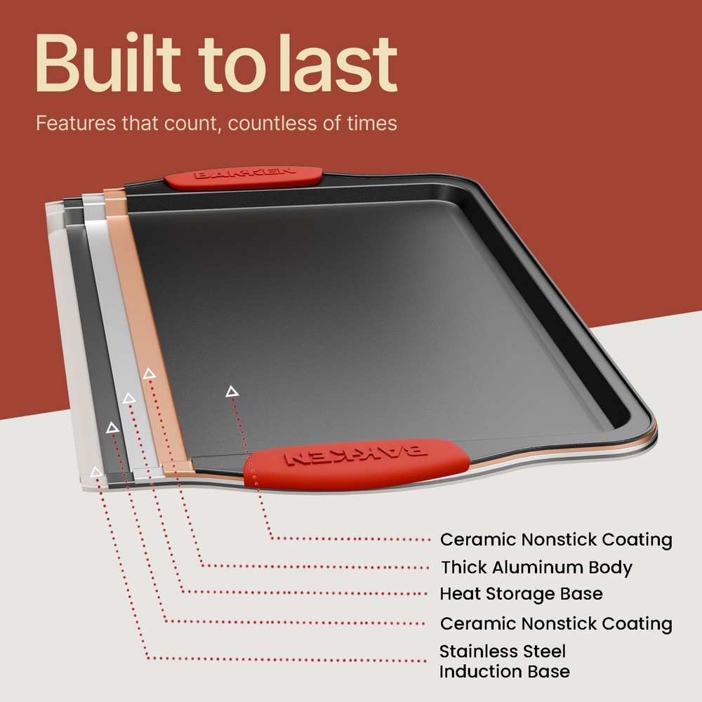 Baking Pan Set – 3 Piece Cookie Sheet – Deluxe Black 3 Set,