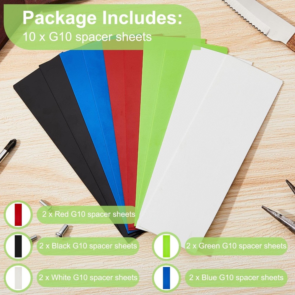 Tinlade 10 Pcs G10 Spacer Sheets G10 Knife Handle Material Handle Liners for ...