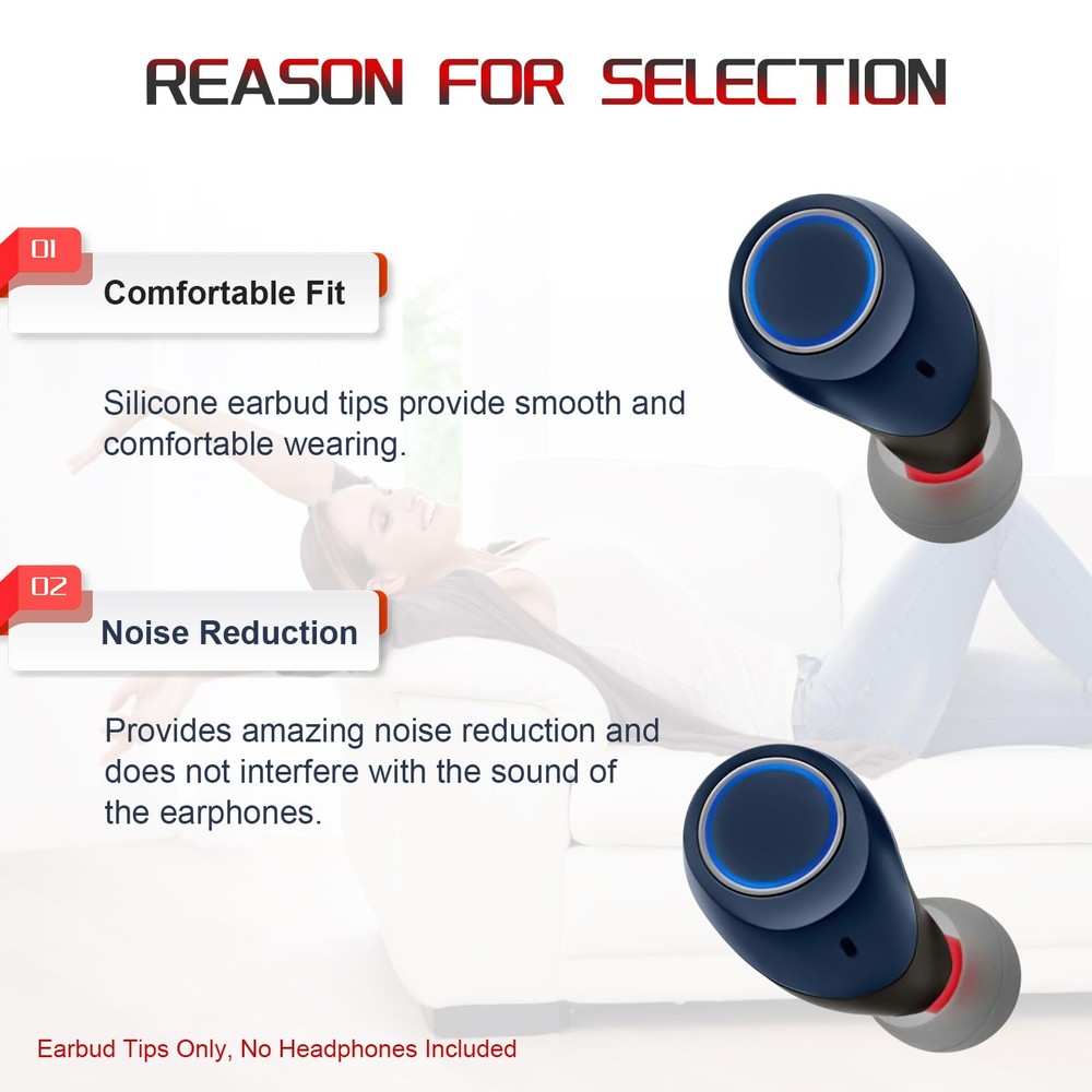 3 Pairs Replacement Silicone Eartips Earbuds Eargels large, Grey&Red