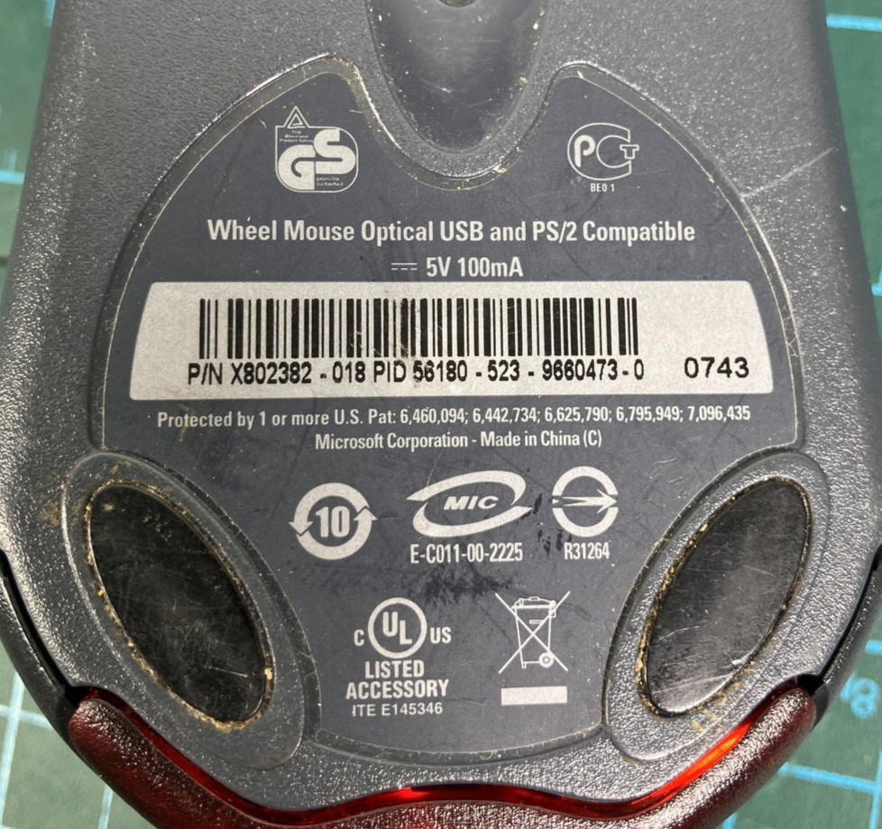 Microsoft Wheel Mouse Optical USB Wired Black Scroll Wheel Vintage PC Accessory