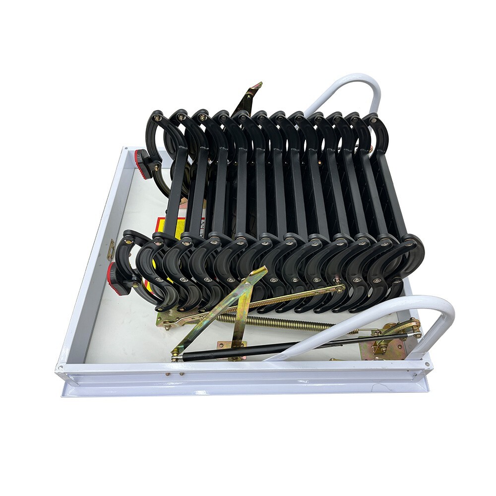 Black Loft Extension Ladder, Carbon Steel Pull Down Retractable Ceiling Access S
