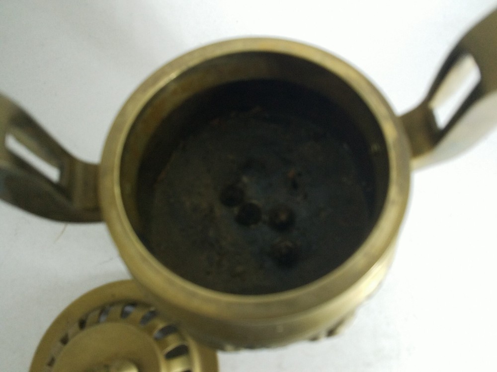 Solid Brass Foo Dog Incense Burner Pot Made In Hong Kong