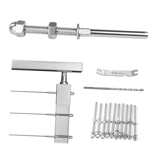 Pack 1/8" Cable Railing Hardware Kit Hand Swage Threaded For 2"x2" Post 10