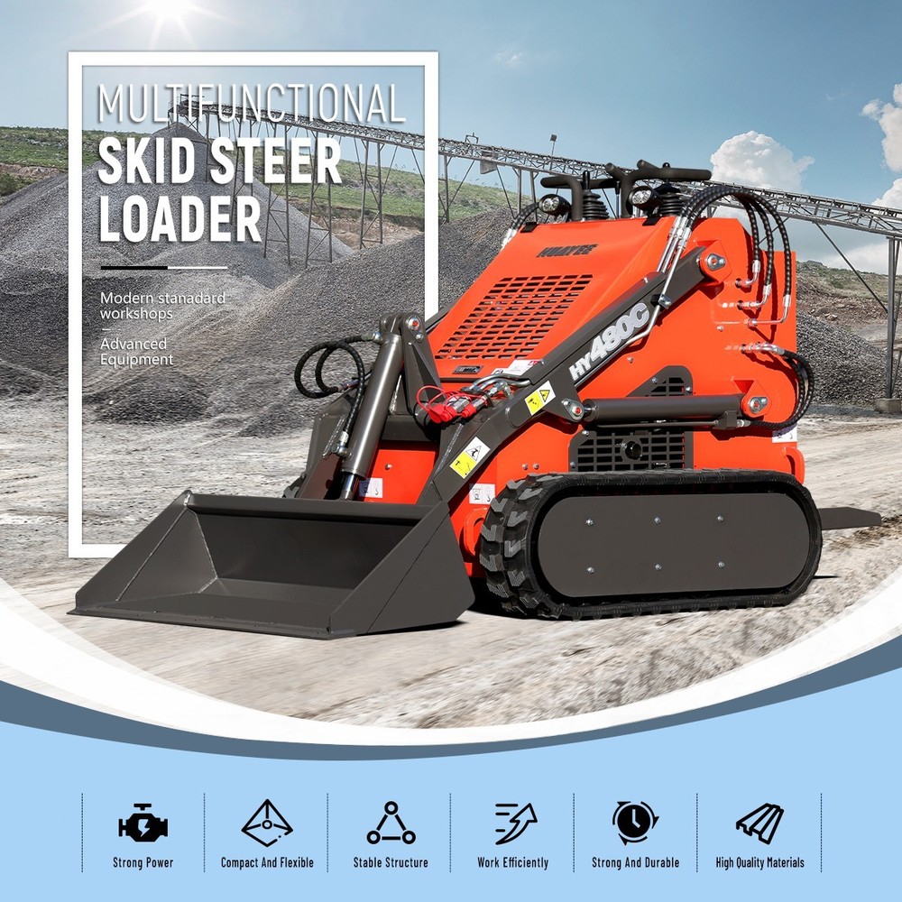 HY480C+Bulldozer FREE SHIP/unloading Mini Skid Steer Loader 23HP EPA Engine
