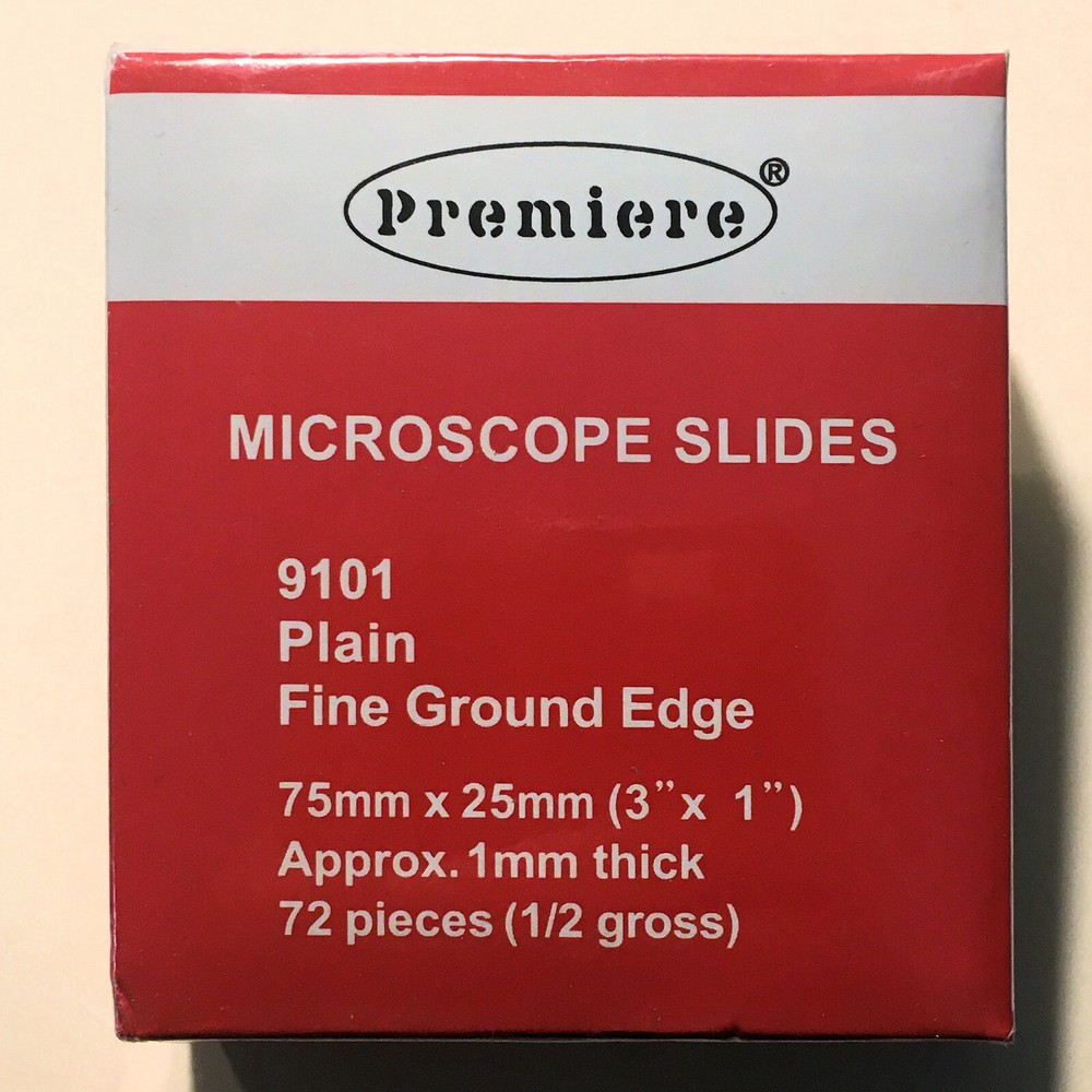 Microscope Slides ~ Premiere Model 9101 ~ Plain Edge 72 pieces ~ Six available