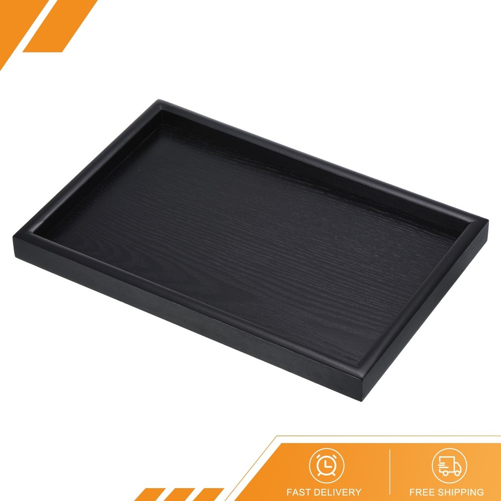 Wood Serving Tray 12"x8" Outer Base Rectangular Decorative Platter Black