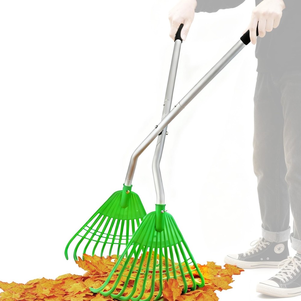 Leaf Grabber Rake,Leaves Collector Tool with Long Handle,Efficient Leaf Picke...