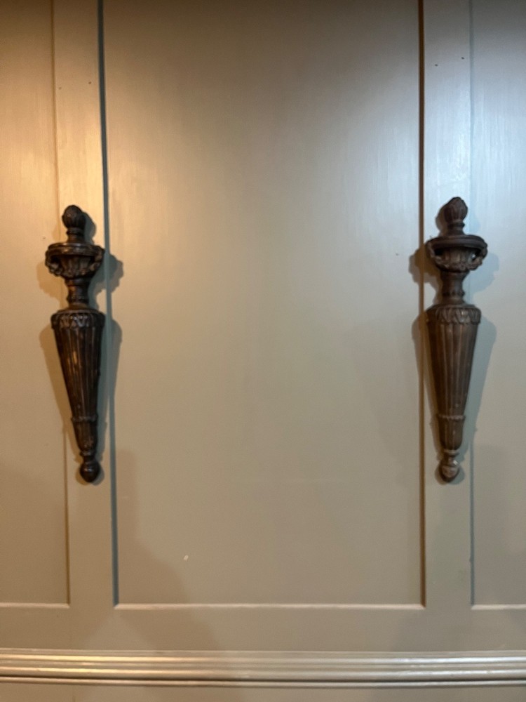 Pair Antique Wall Sconces Decorative Carved Classical Style