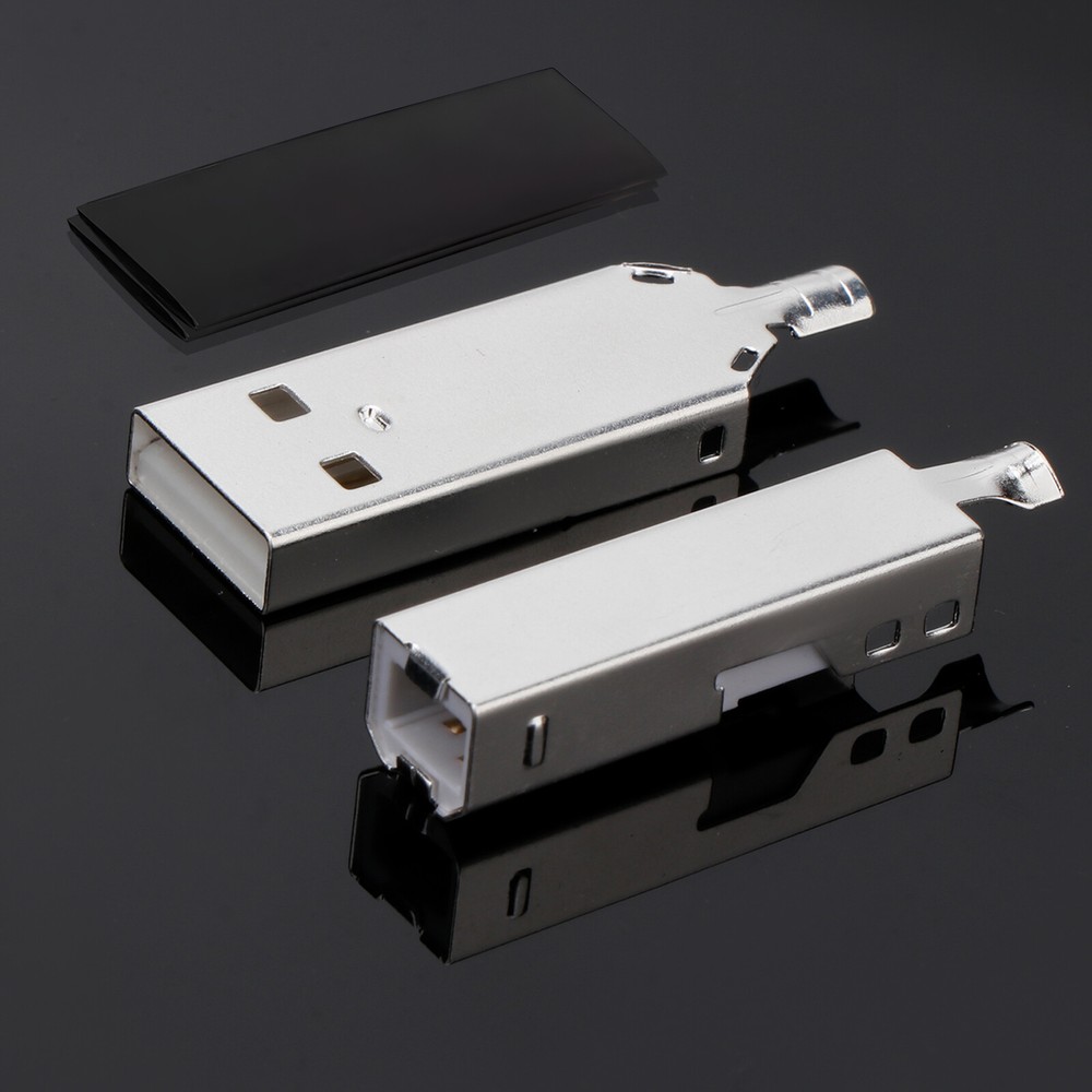2PCS Silver Plated USB A USB B Type A Type B USB PLUG For USB Cable Date Wire