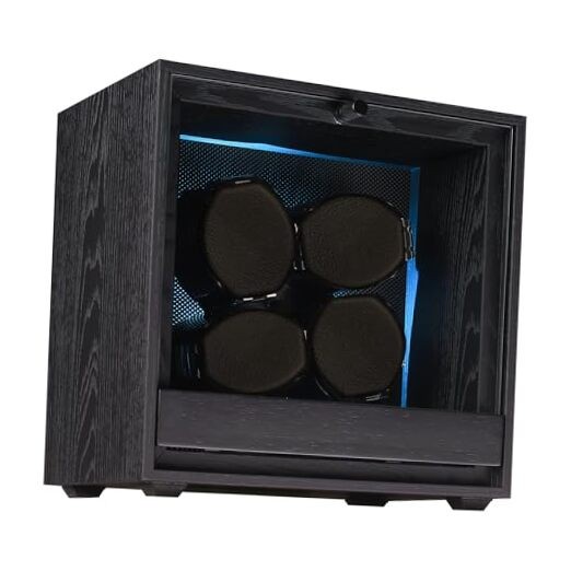 Automatic Watch Winder with 4 Quiet Running Motor,Storage Case for H-Black
