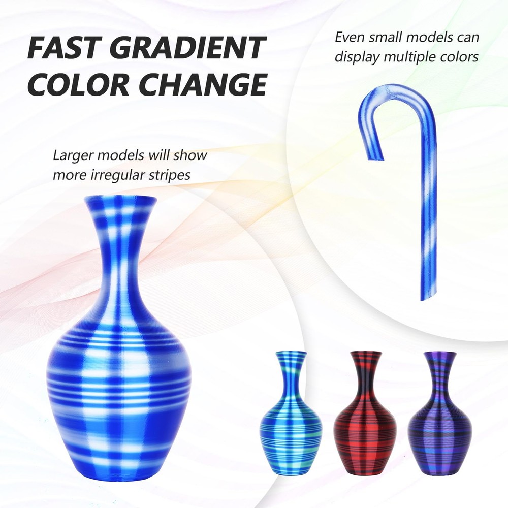 Silk PLA 3D Printer Filament Bundle, Shiny Multicolor Rainbow PLA Filament 1....