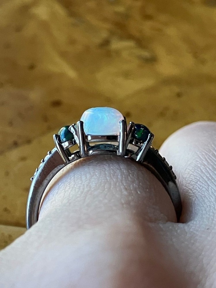 Genuine Ethiopian Opal Sterling Silver Ring Size 8