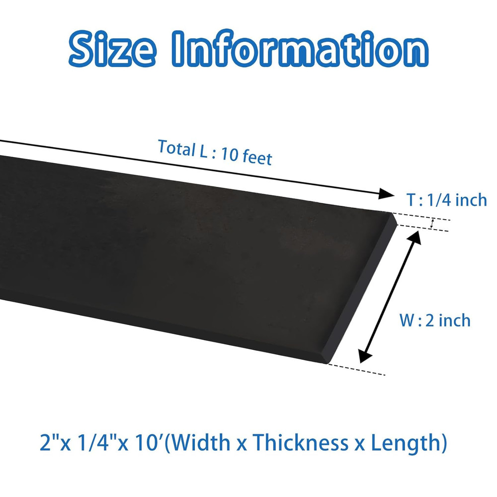 Black Solid Rubber Strip, 1/4 (.25)" Thick X 2" Wide X 10'Long, Solid Flat Rubbe