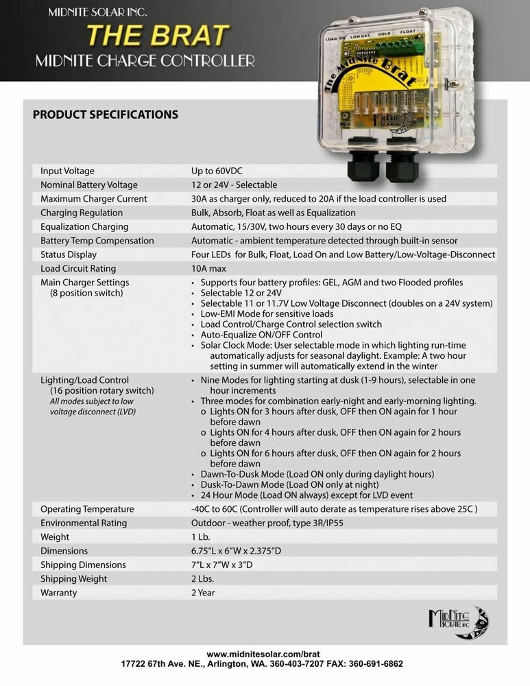 MidNite Solar MNBRAT Brat Charge Controller