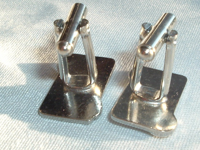 VINTAGES SILVER-TONE WHITE RHINESTONE RECTANGULAR CUFFLINKS