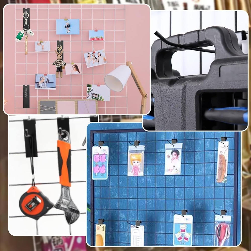 Gridwall Hooks - 4 Inch Heavy Duty Black Display Hooks for Grid Wall Panel Ha...