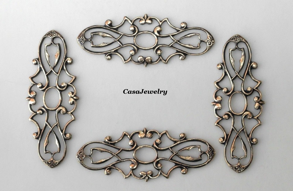 #3498 ANTIQUED GOLD CELTIC OPEN SCROLL COMPONENT - 4 Pcs