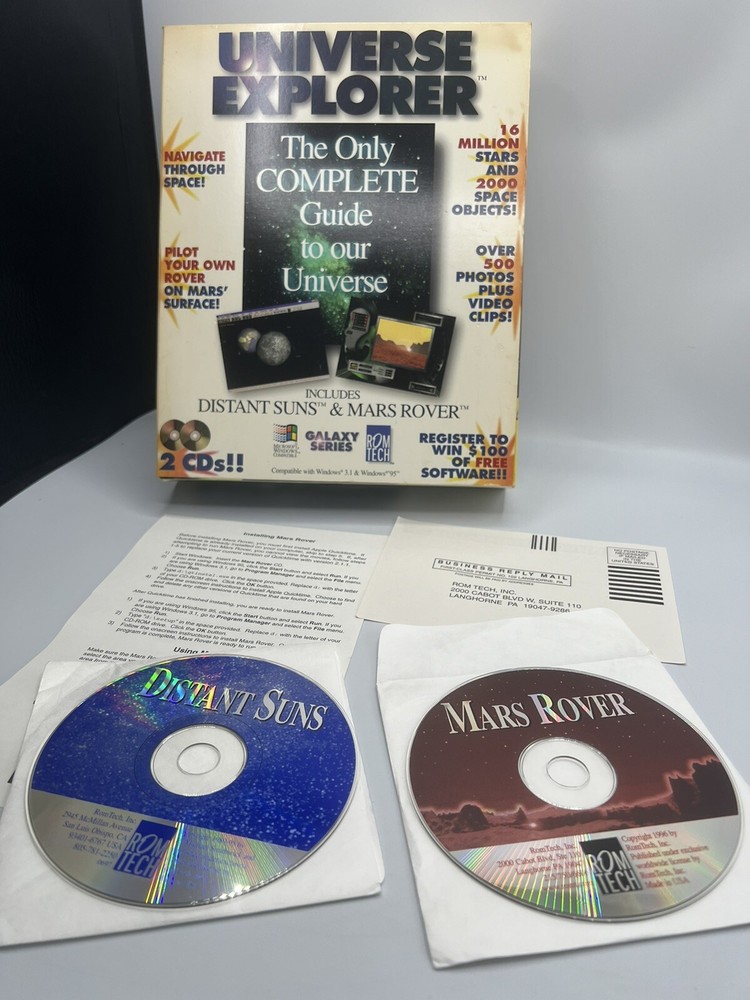 Vintage Software Universe Explorer Distant Suns Mars Rover 1996 Space Big Box