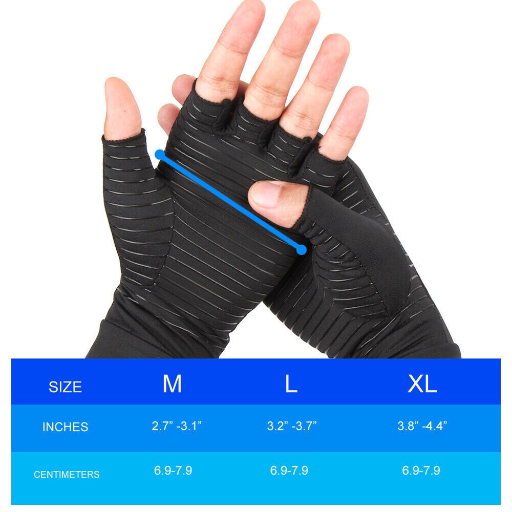Copper Compression Arthritis Gloves Hand Support Fit Joint Pain Relief Pair