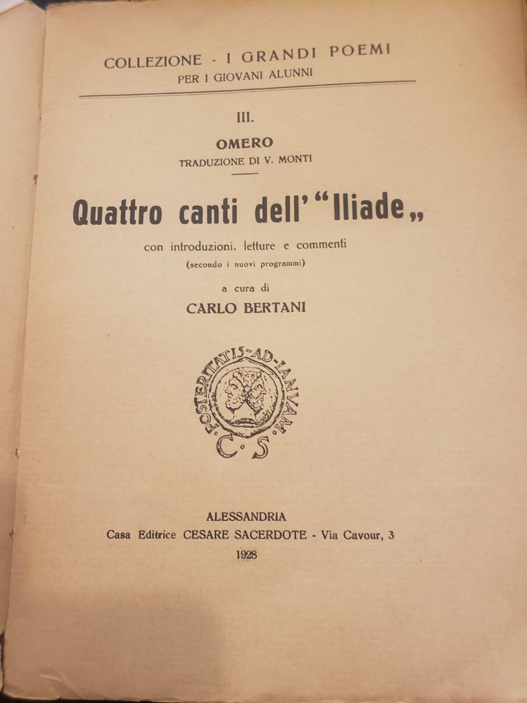 quattro canti dell'Iliade 1928