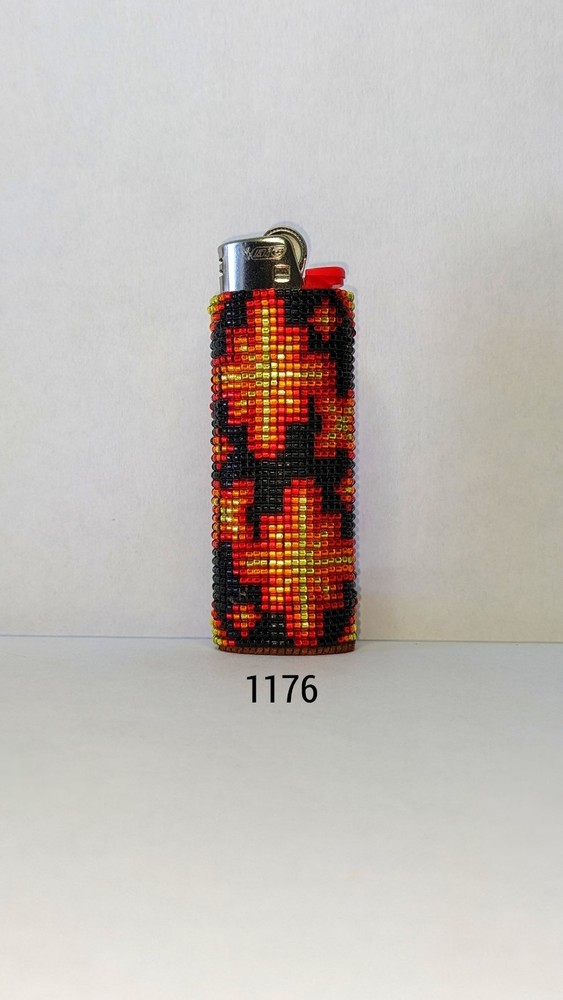 1176 Delica Seed Bead Bic Lighter Case Hardened Sides, Durable, Leather Bottom