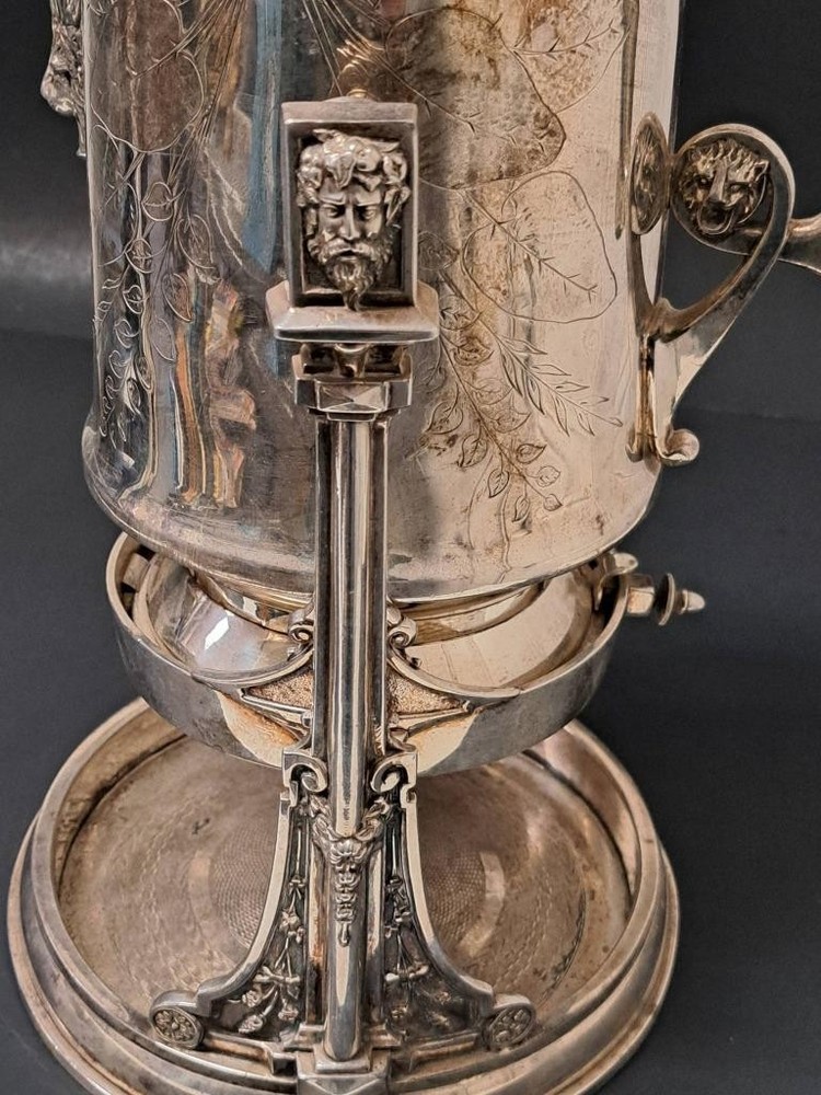 Reed & Barton Silver Plate Antique Victorian Tilting Ice Water Pitcher Masonic