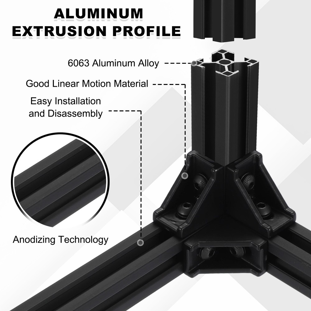 2Pcs 100mm 3030 Aluminum Extrusion Profile, Anodized Linear Rail, Black