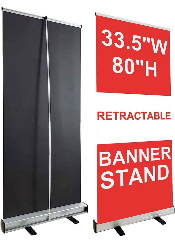 33" x 80" Retractable Roll Up Banner Stand+Pop up with Case