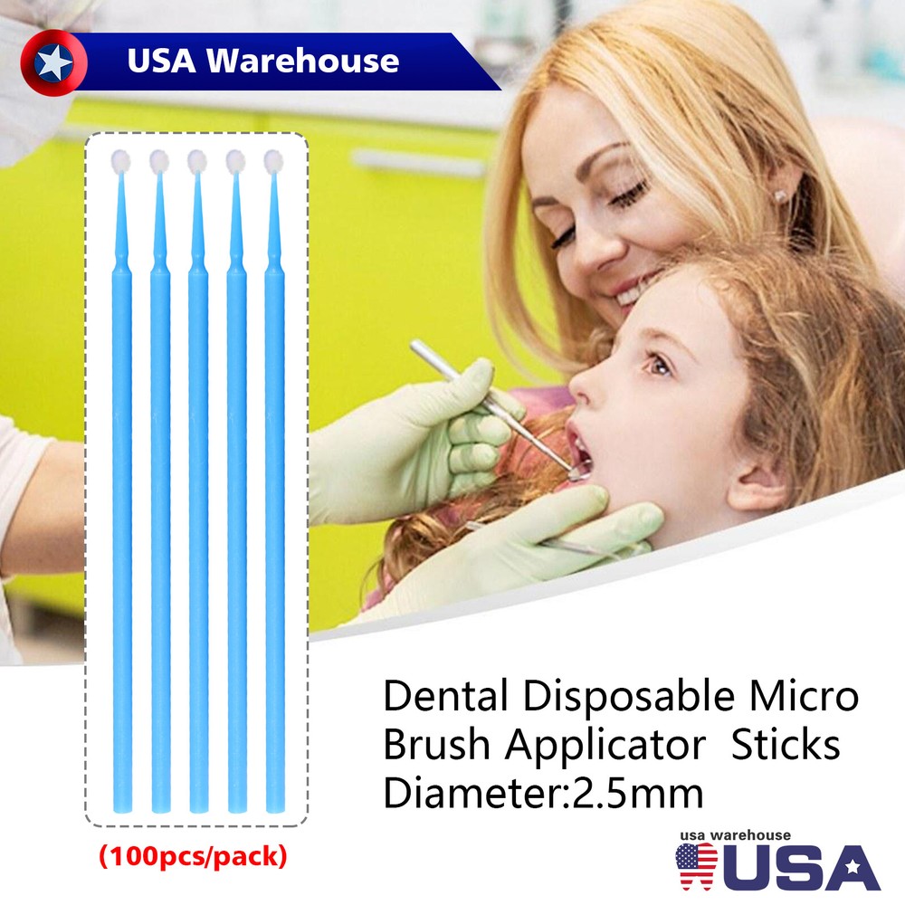 Blue Microbrush Micro Brush Applicator Tips 2.5mm Dental