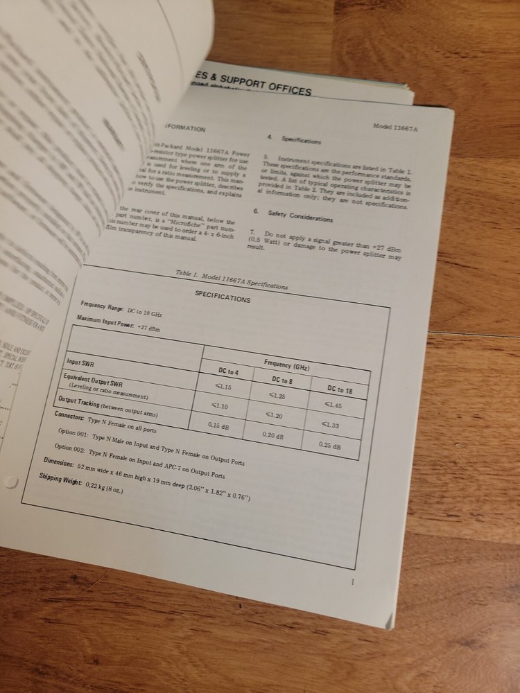 HP 11667A Power Splitter Operating & Service Manual