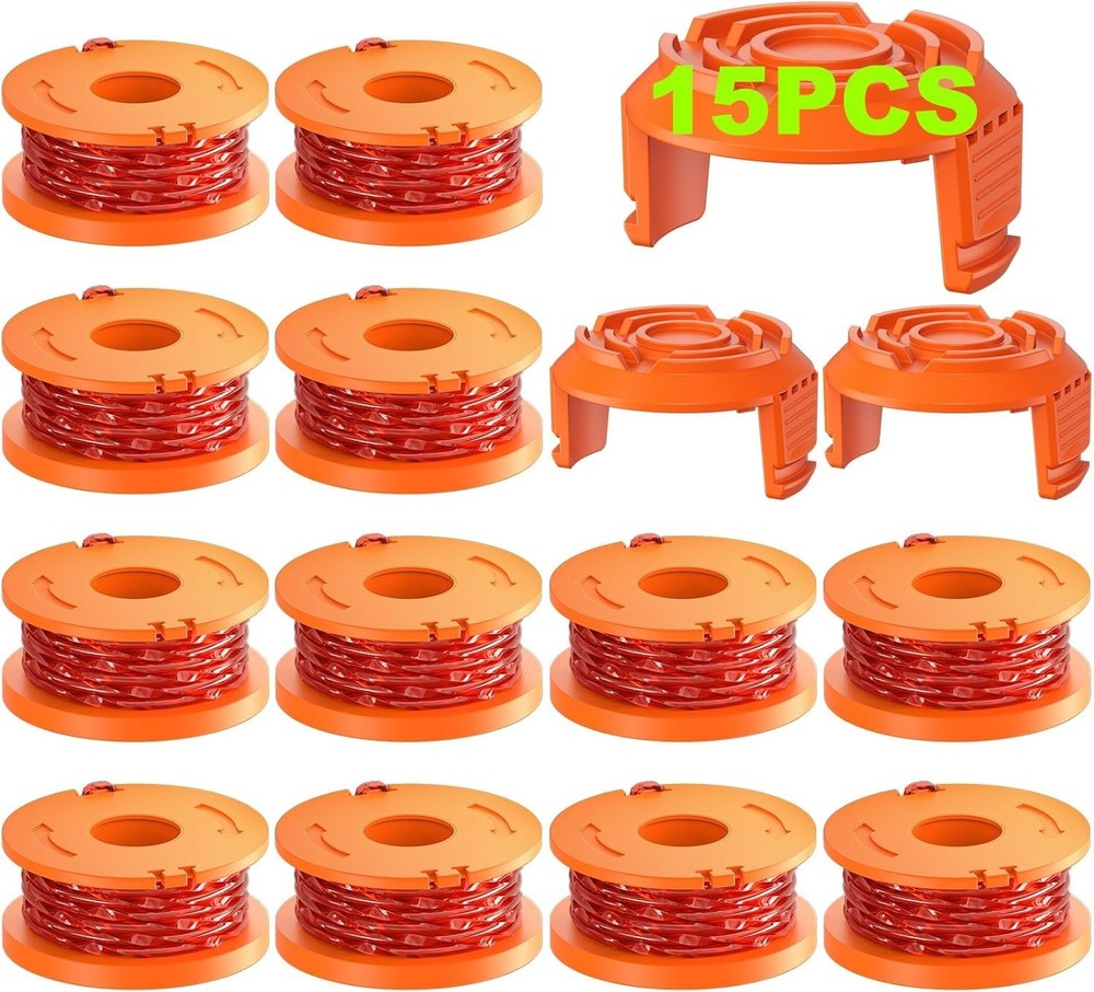 15 Pack Trimmer Spool Line for Worx,(WA0010)Replacement Weed Wacker String for W