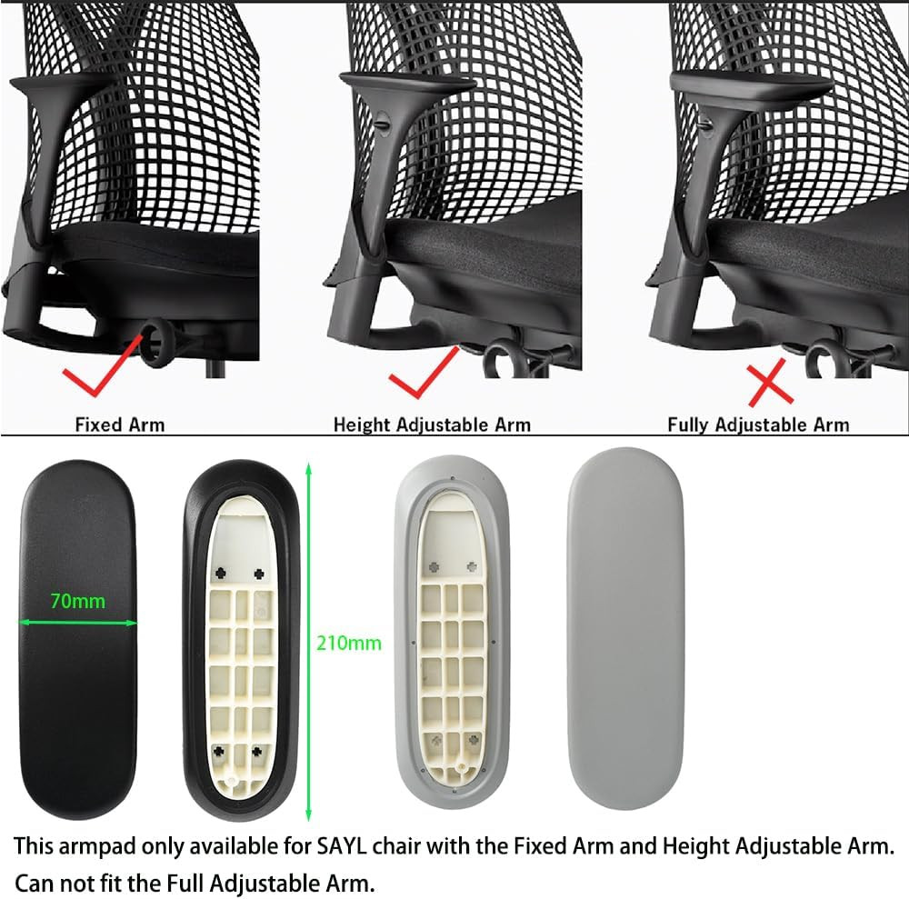 Arm Pads Caps Replacement for Herman Miller Fixed and Height Adjustable Armrest