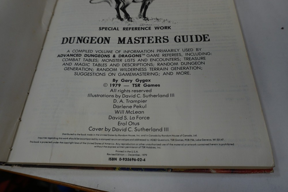 Dungeon Masters Guide Dungeons & Dragons Advanced D&D TSR 1979 Revised Edition