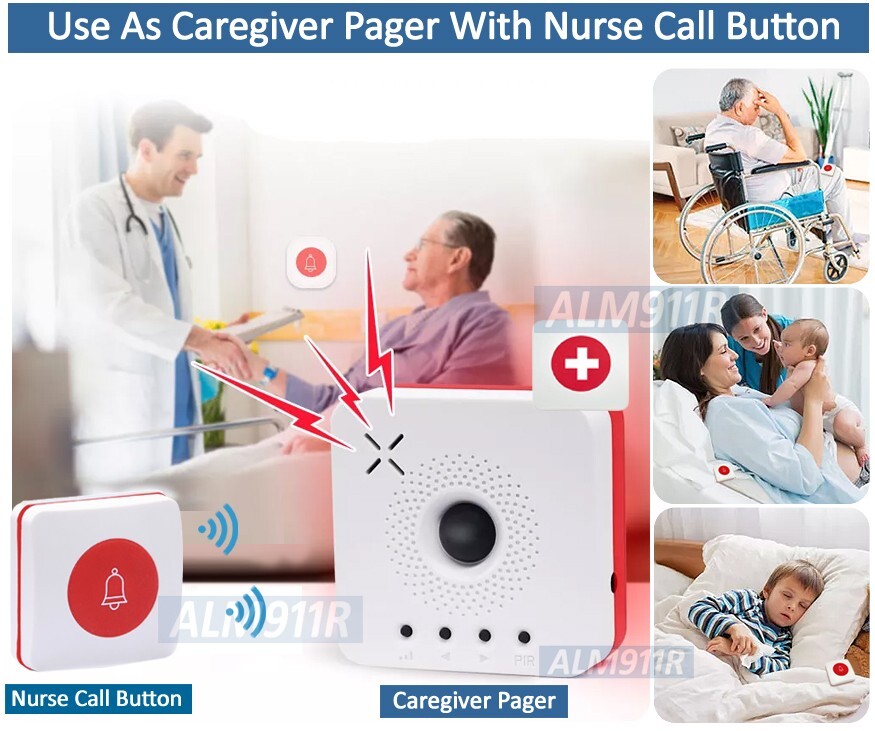 Dual-Function Wireless Nurse Call Doorbell Button For ALM911K ALM910