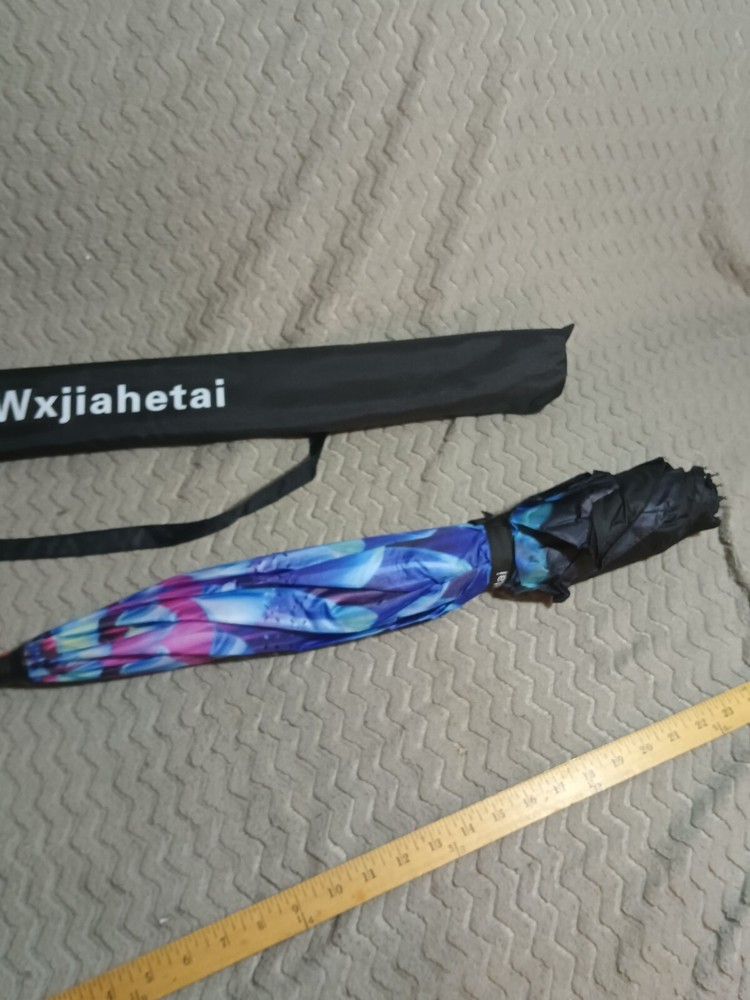 Wxjiahetai Inverted Reverse Double Layer Umbrella C-Shaped Handle Blue & Purple